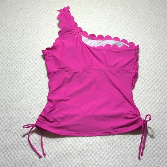 Cupshe Rose Red Twilight One Shoulder Tankini Top - Picture 4 of 5